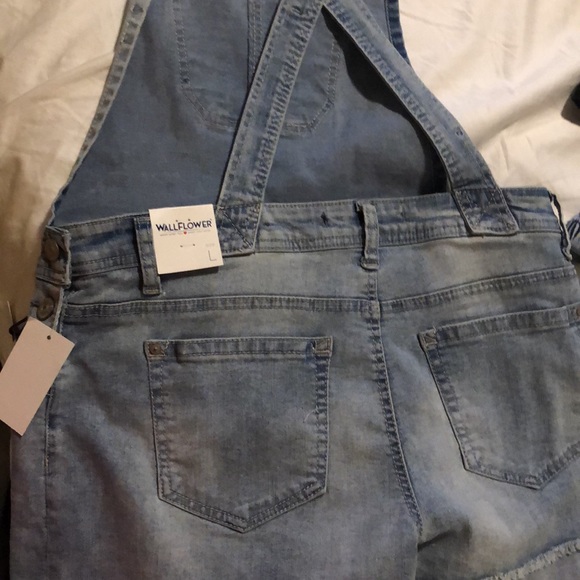 Light Wash Overall Shorts - Picture 2 of 3